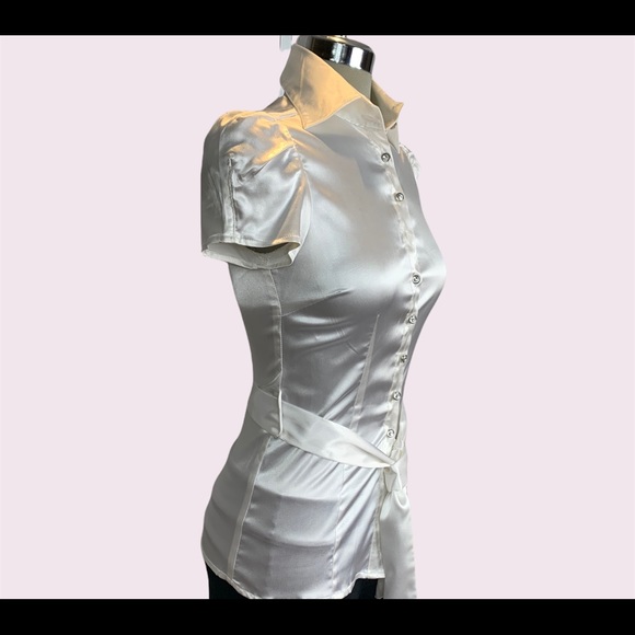 Luxury Lechateau white silk embellished buttons front Size XS - Picture 11 of 11